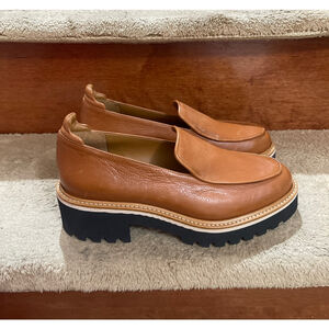 Women's Tan Loafers with Black Sole